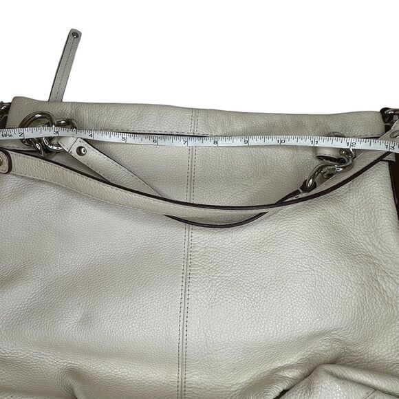 Coach White Pebble Leather Purple Lining Shoulder Bag with Handles F17165 - Picture 6 of 14